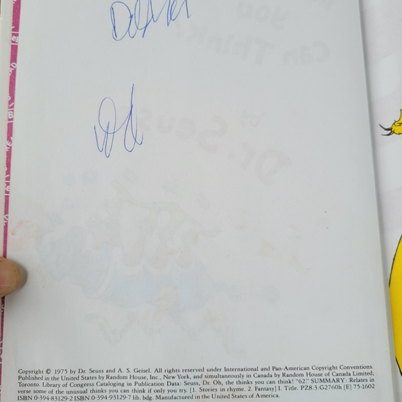 Dr. Seuss Hard Cover Book- Oh The Thinks You Can Think -1975 - Picture 3 of 7